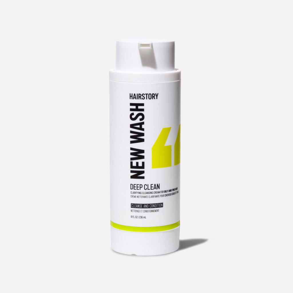 Hairstory New Wash Deep Clean Refillable Bottle – Detergent-Free Cleansing for Oily, Fine Hair | 8 oz