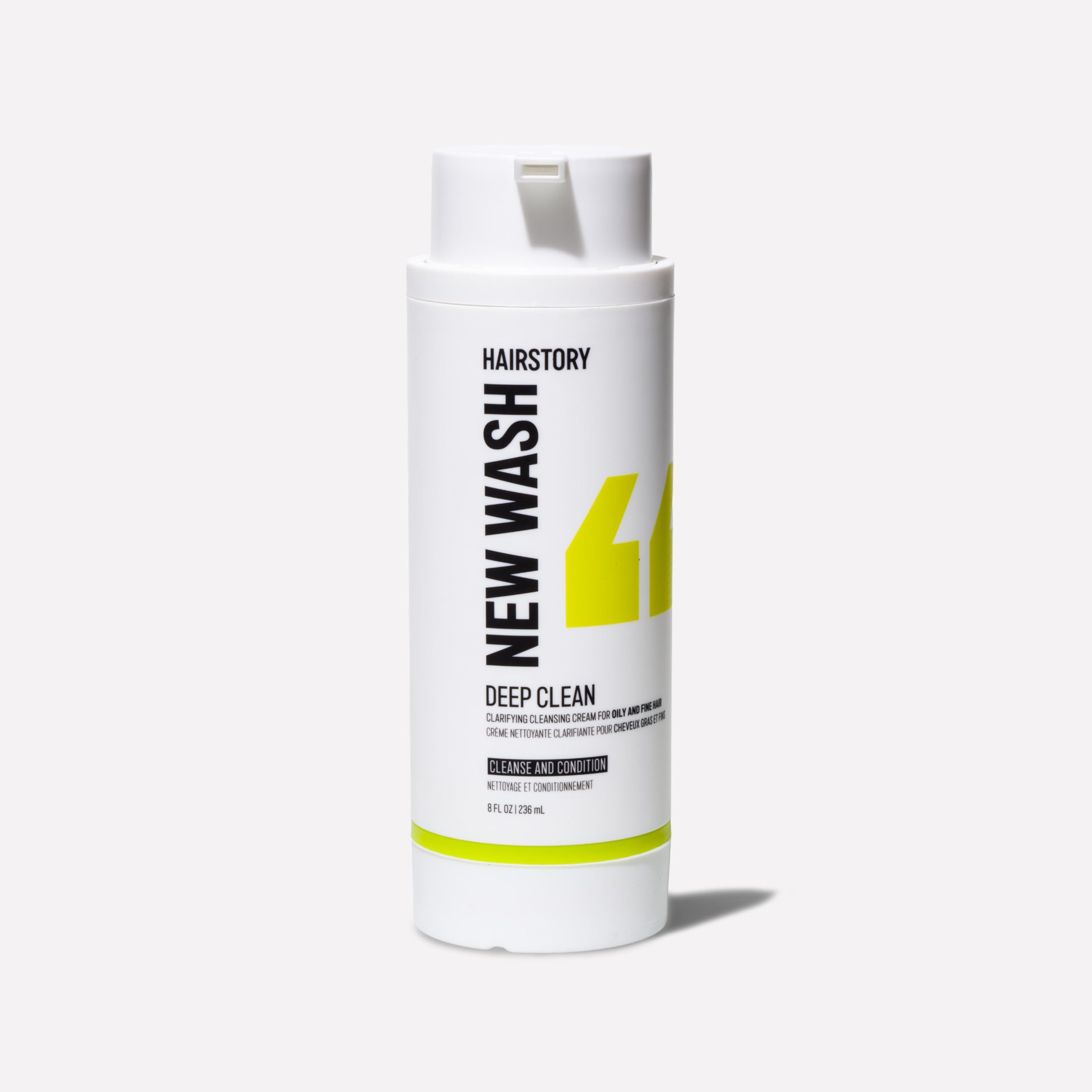 Hairstory New Wash Deep Clean Refillable Bottle – Detergent-Free Cleansing for Oily, Fine Hair | 8 oz