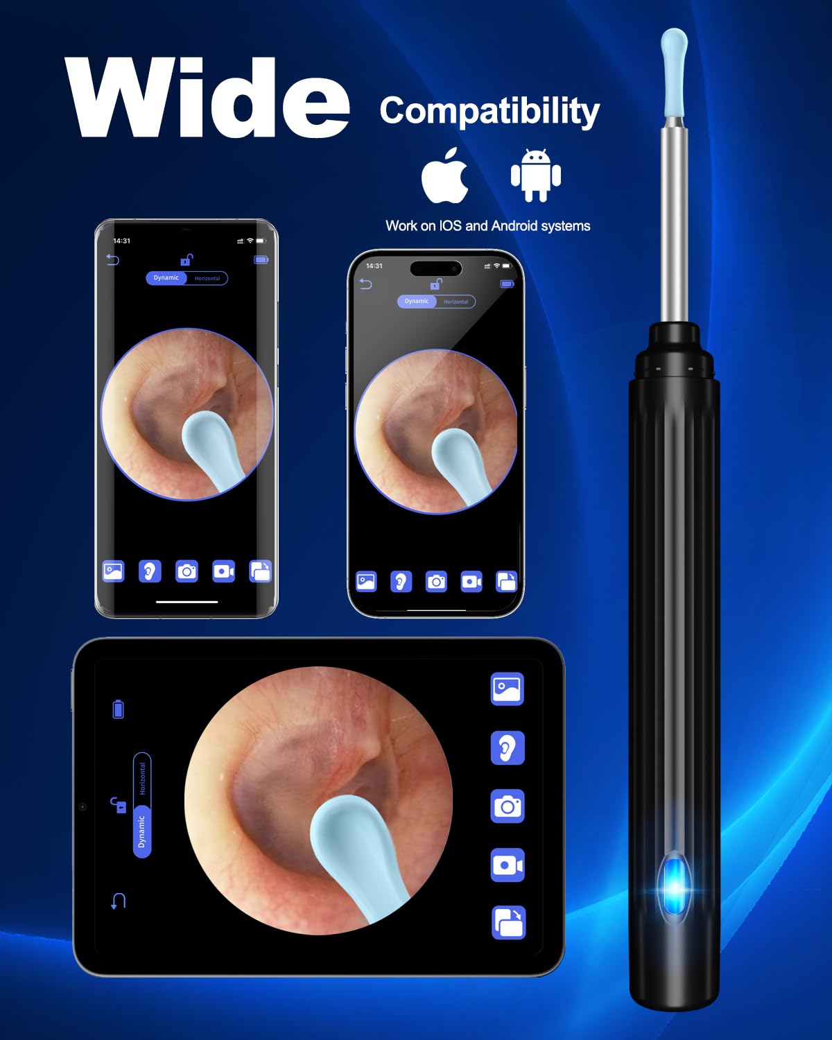 HaYiue Ear Wax Removal Kit with 1296P HD Otoscope & Lights