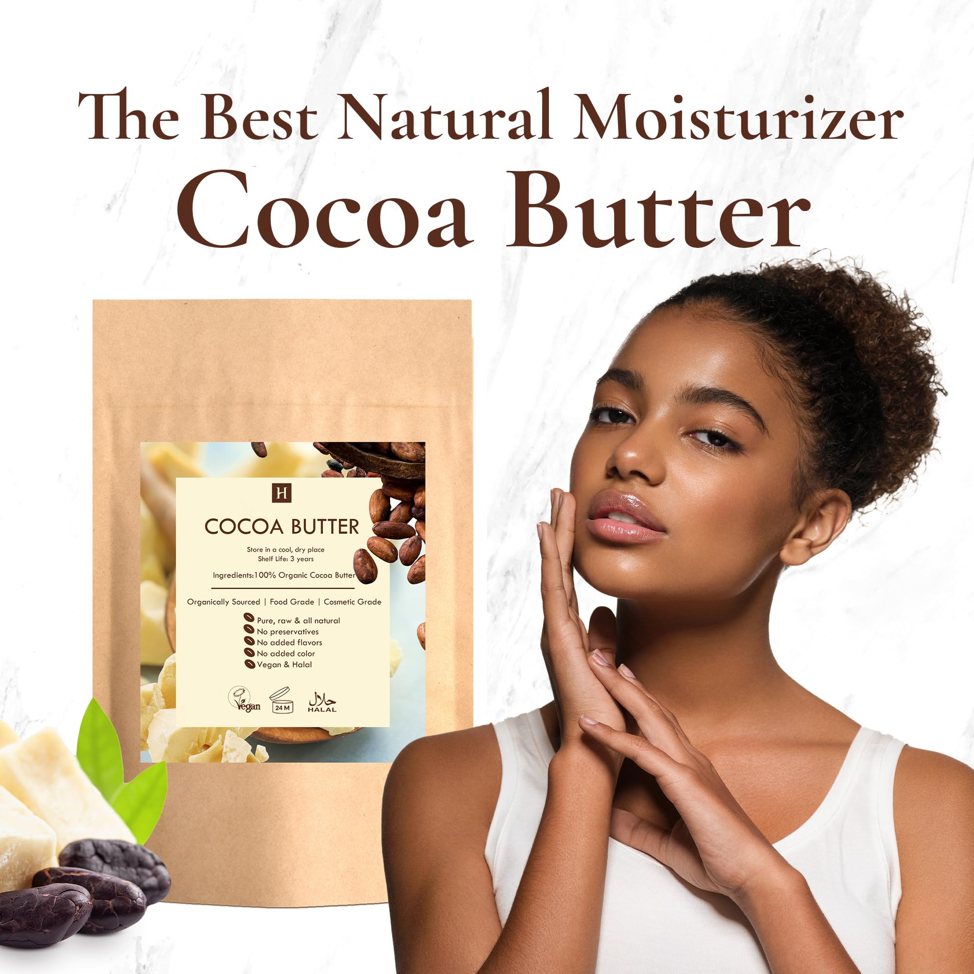 HalalEveryDay Raw Cocoa Butter 5 lb – Unrefined, Food & Cosmetic Grade Chunks