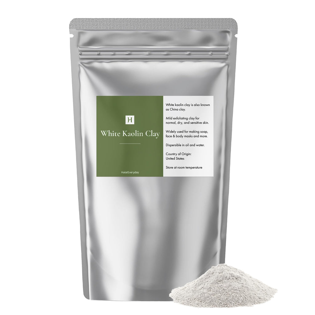 HalalEveryday White Kaolin Clay Powder – 2 lb Cosmetic Grade, 100% Natural for DIY Masks, Soap Making & Bath Bombs