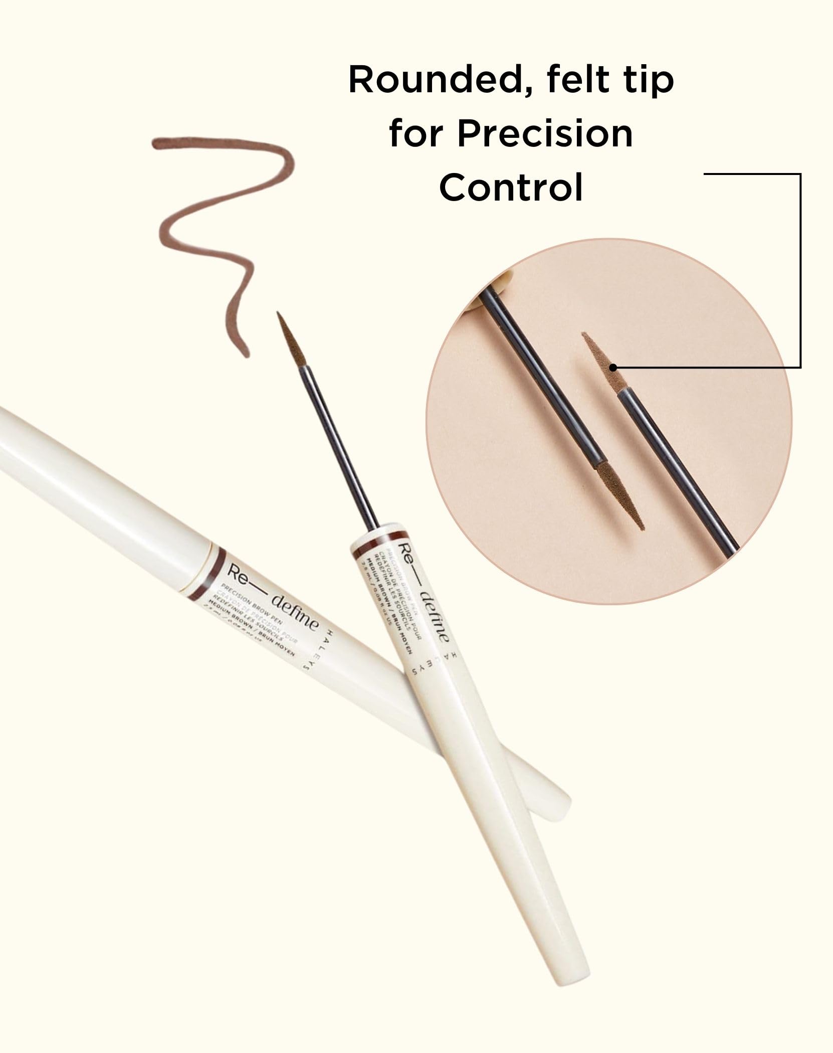 HALEYS Precision Brow Pen (Taupe) — 2-in-1 Definition + Hold, 16HR Matte Brow