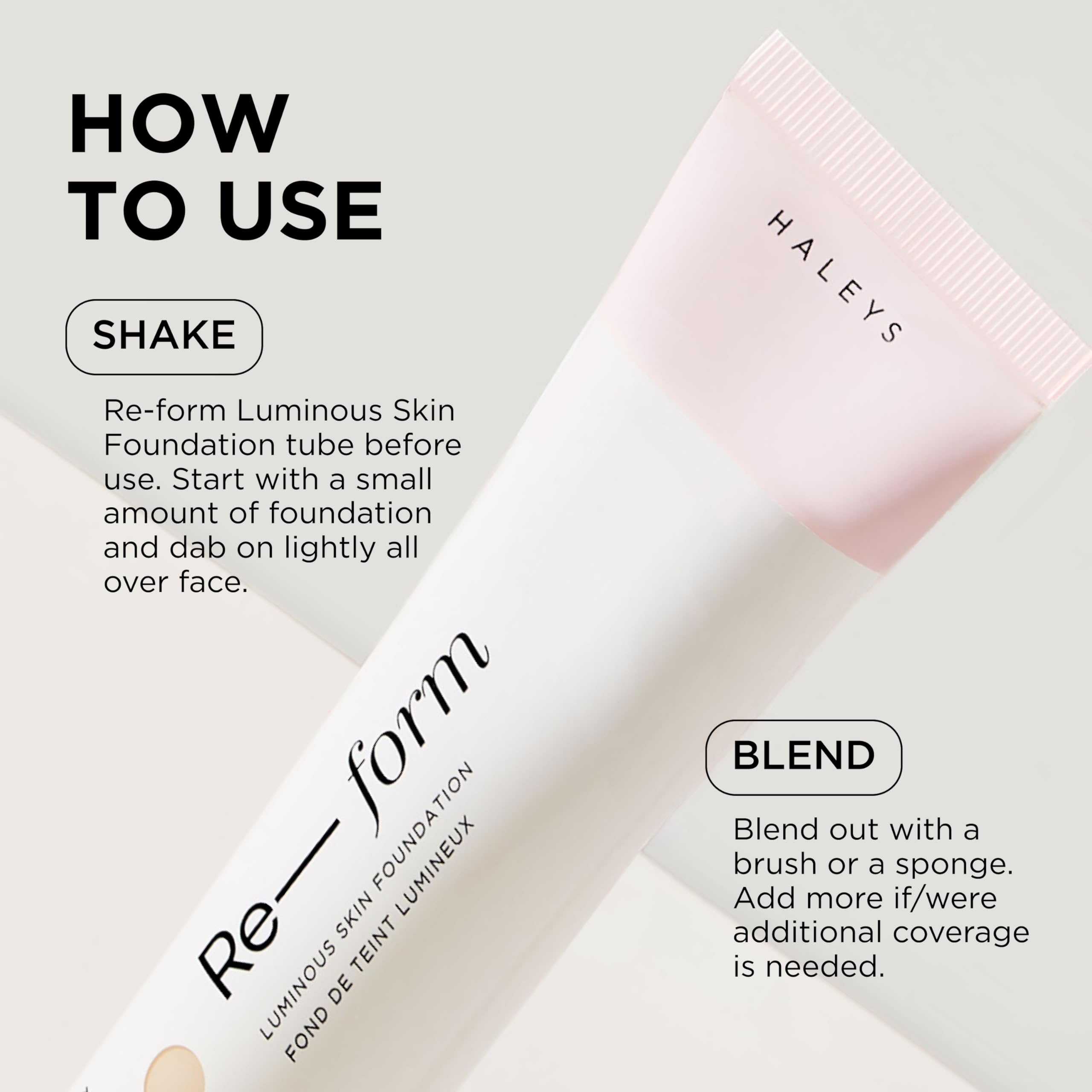 HALEYS Re-form Luminous Skin Foundation 6.5 | Vegan, Cruelty-Free, All-Day Wear