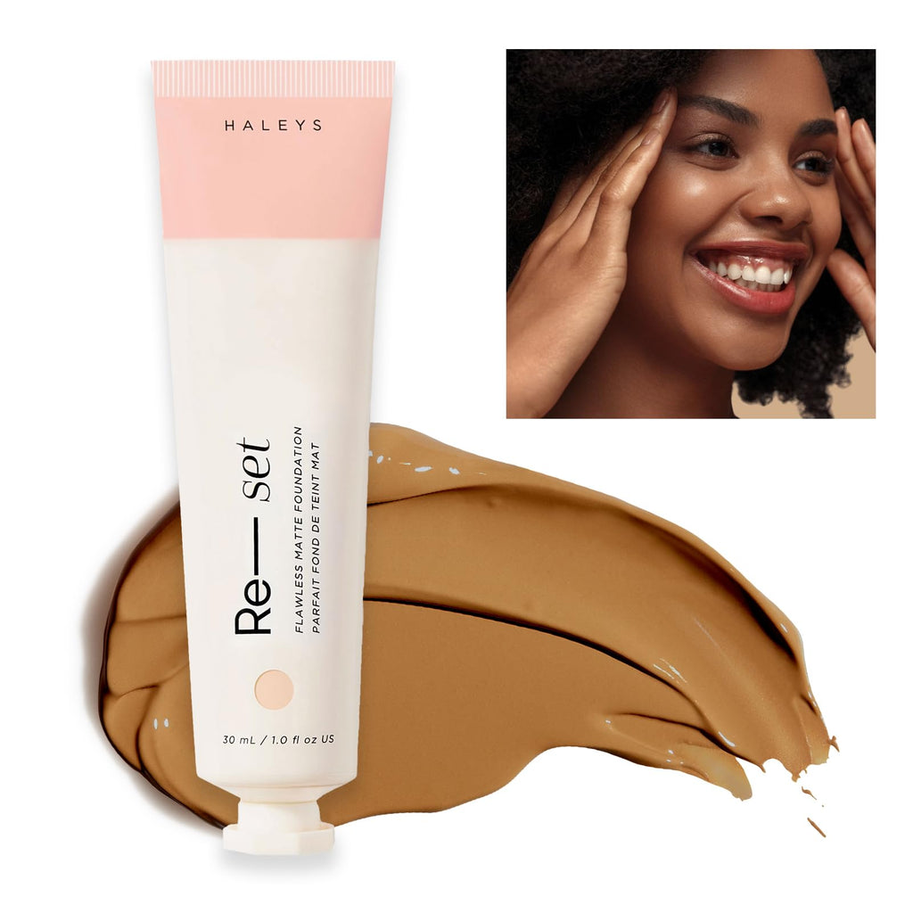 HALEYS Re-set Full Coverage Matte Foundation – Vegan + Cruelty-Free, Oil-Free