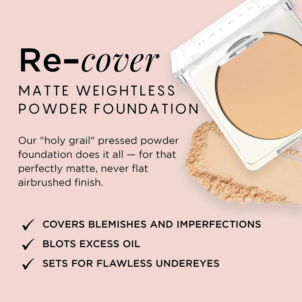 HALEYS Re-cover Pressed Powder Foundation (2.25) – Buildable Coverage, Oil Control, All-Day Comfort