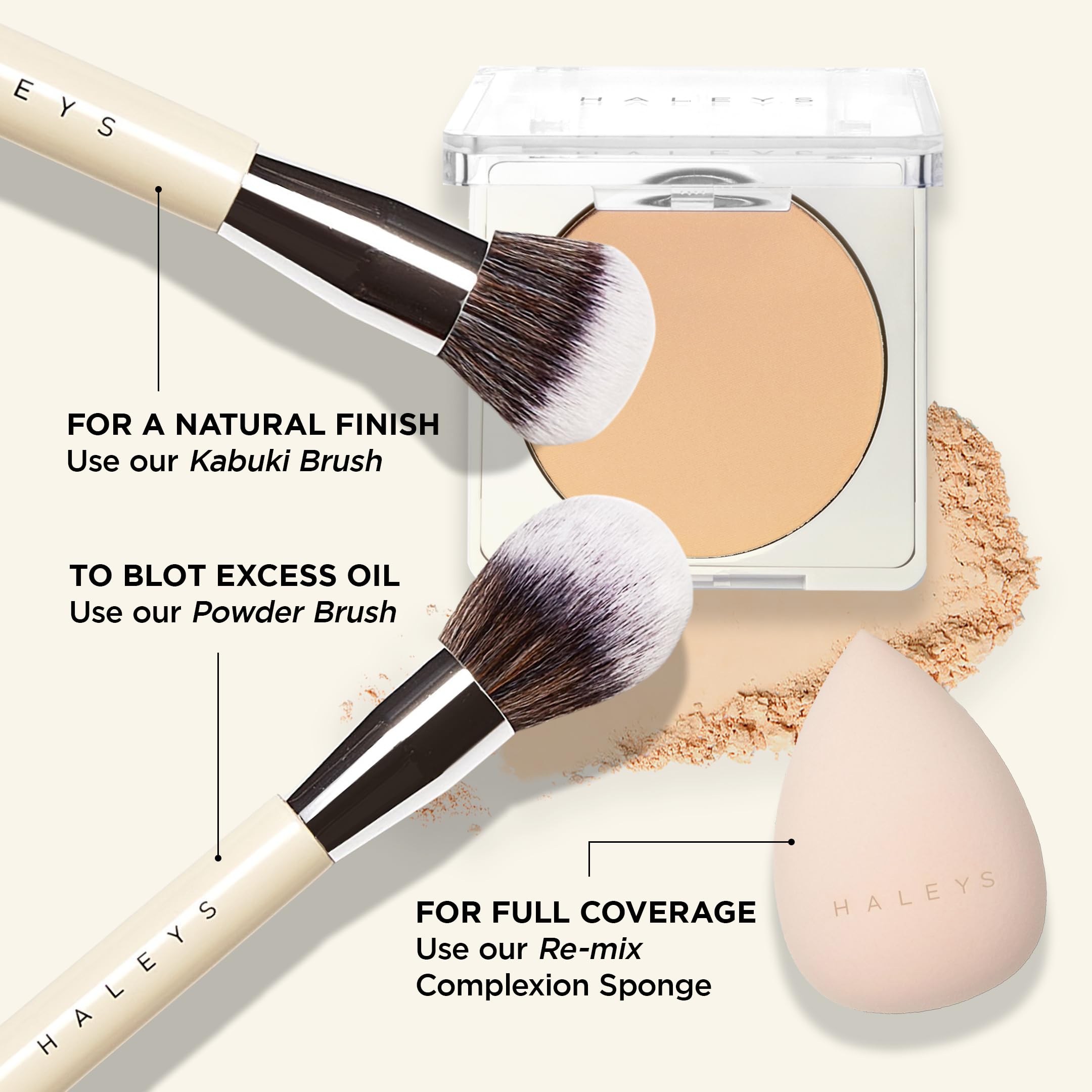 HALEYS Re-cover Pressed Powder Foundation (2.25) – Buildable Coverage, Oil Control, All-Day Comfort