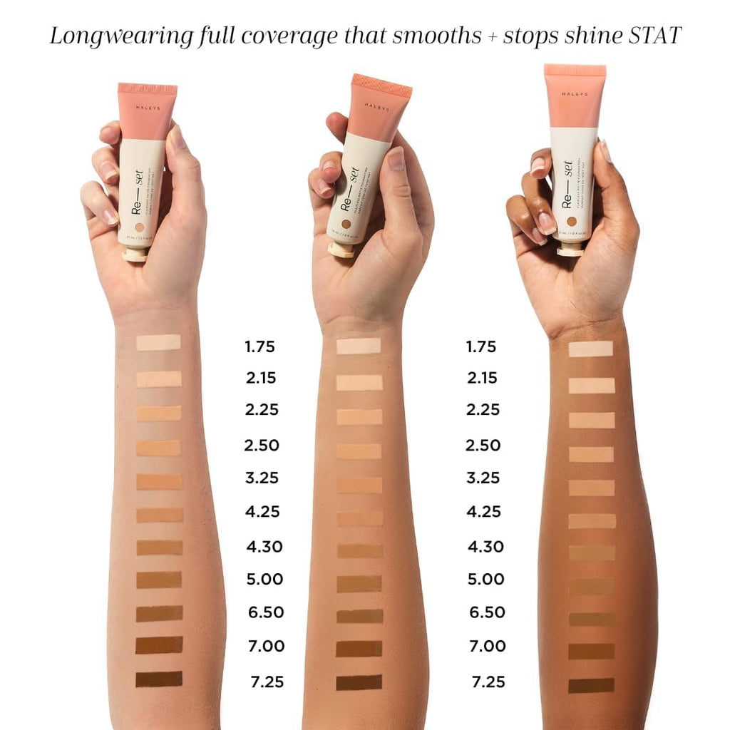 HALEYS Re-set Full Coverage Matte Foundation + Re-fine Primer | Oil-Free, Long-Lasting