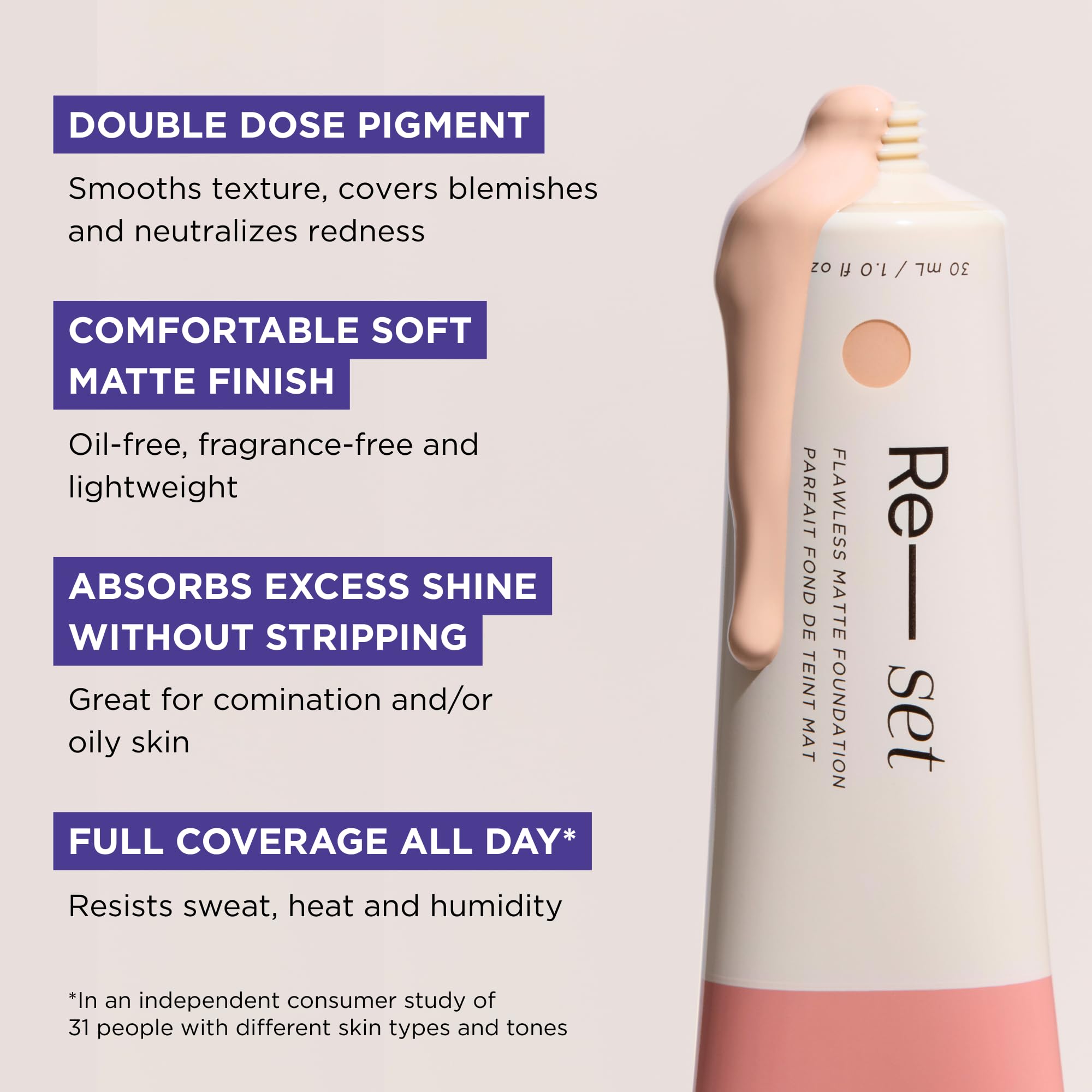 HALEYS Re-set Full Coverage Matte Foundation – Vegan, Oil-Free, Long-Lasting