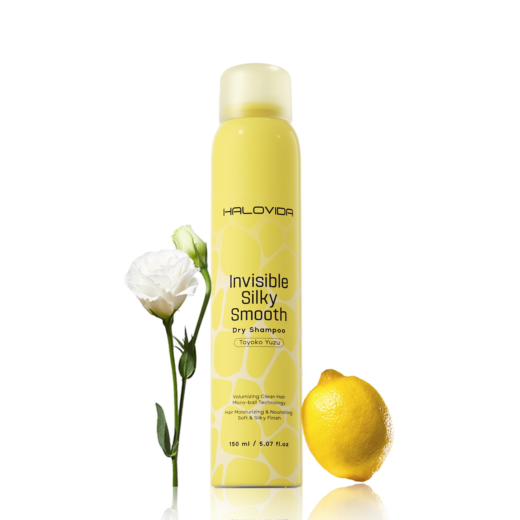 HALOVIDA Dry Shampoo Silky Yuzu – No White Residue, Oil Absorption & Volumizing (5.07 oz)