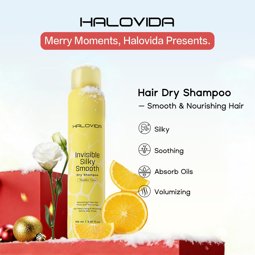 HALOVIDA Dry Shampoo Silky Yuzu – No White Residue, Oil Absorption & Volumizing (5.07 oz)