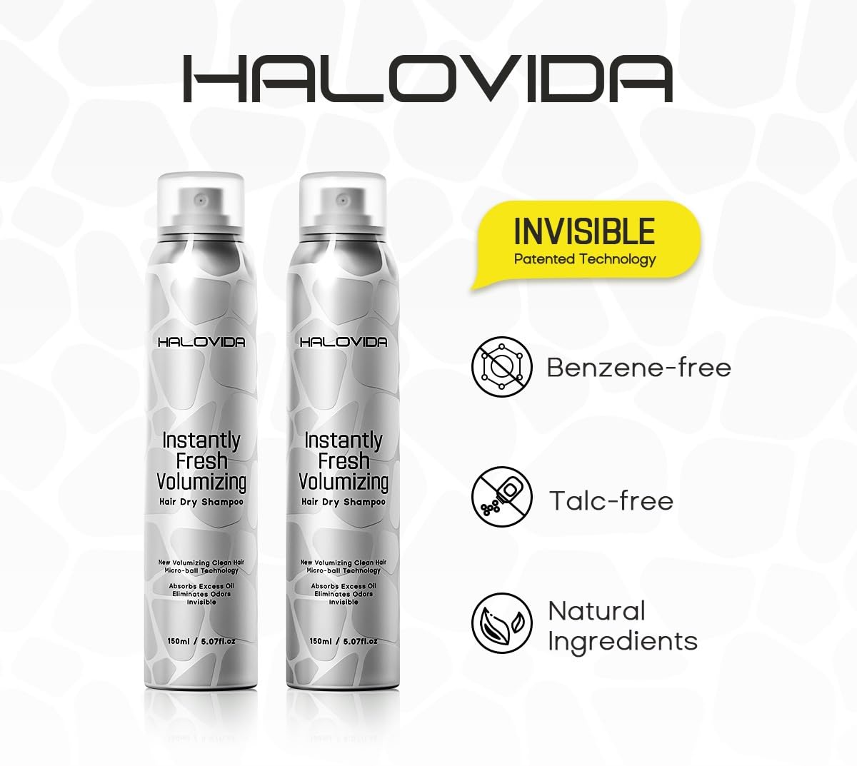 HALOVIDA Instant Fresh Volumizing Invisible Dry Shampoo – Travel Size 60ml