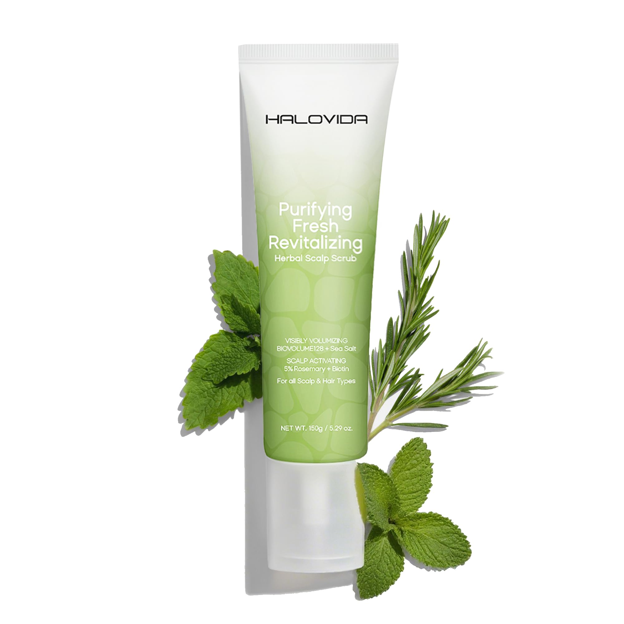 HALOVIDA Sea Salt Rosemary & Mint Scalp Scrub – Deep Cleansing, Itch Relief, Cruelty-Free