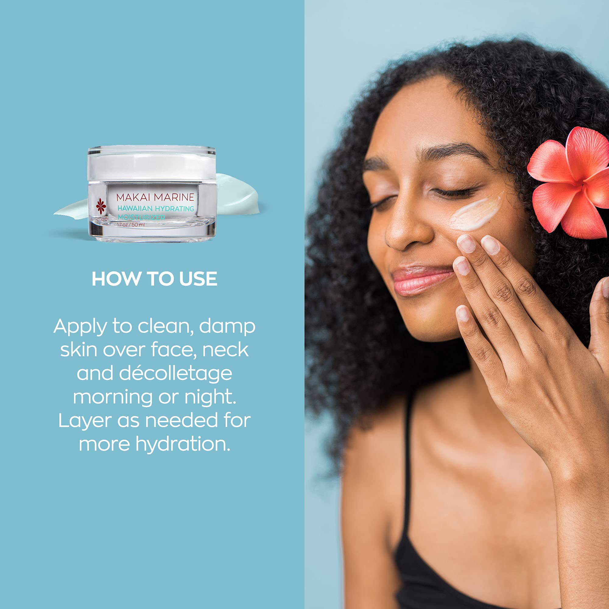 Hanalei Makai Marine Gel-Cream | Lightweight Hydration for Dry Skin | Vegan & Cruelty-Free, 1.7 fl oz
