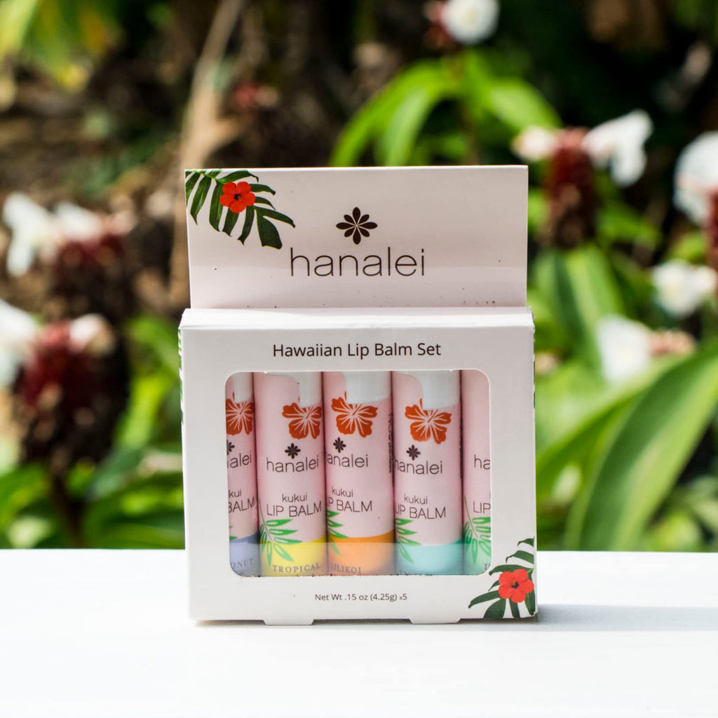 Hanalei Lip Balm & Moisturizer Variety Pack (5 Tubes) – Kukui Oil Hydration & Beeswax