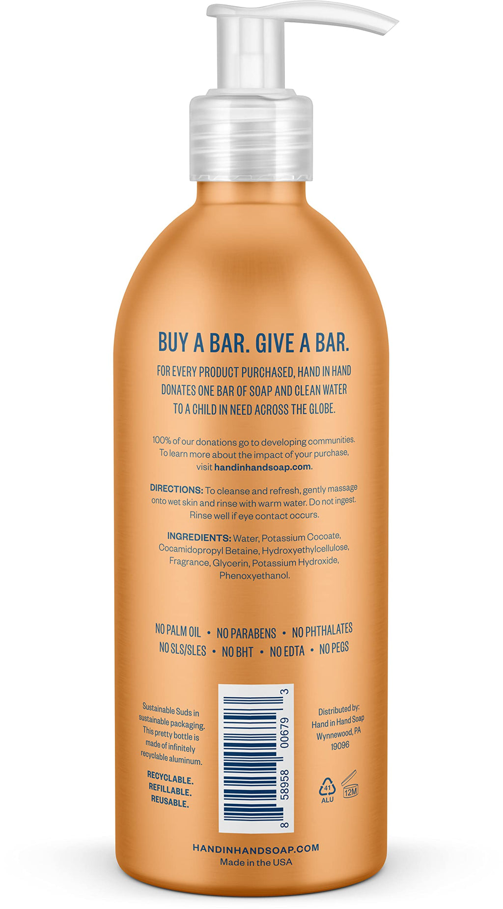 Hand In Hand Citrus Grove Hand Soap – 10 oz | Gentle Cleansing, No Animal Testing
