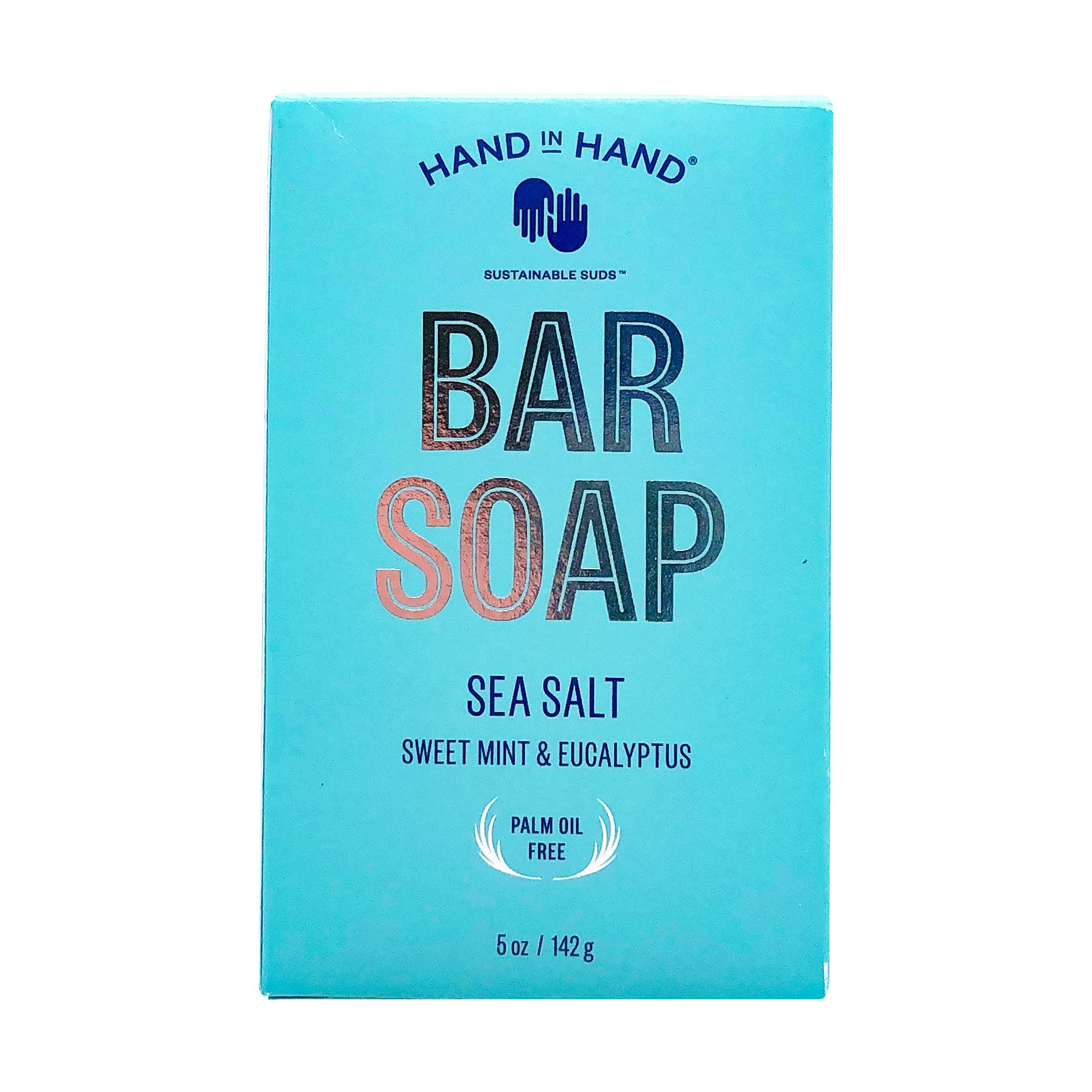 Hand in Hand Sweet Mint & Eucalyptus Sea Salt Bar Soap, 5 oz — Vegan, Palm Oil Free