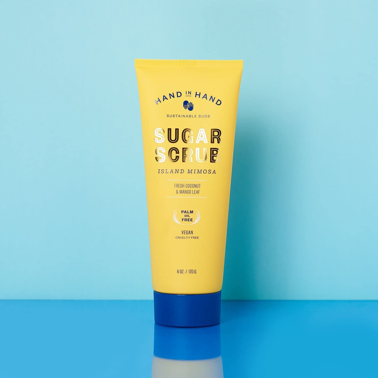 Hand in Hand Sugar Scrub – Gentle Exfoliation for All Skin Types, 9oz Coconut & Mango Leaf, Island Mimosa