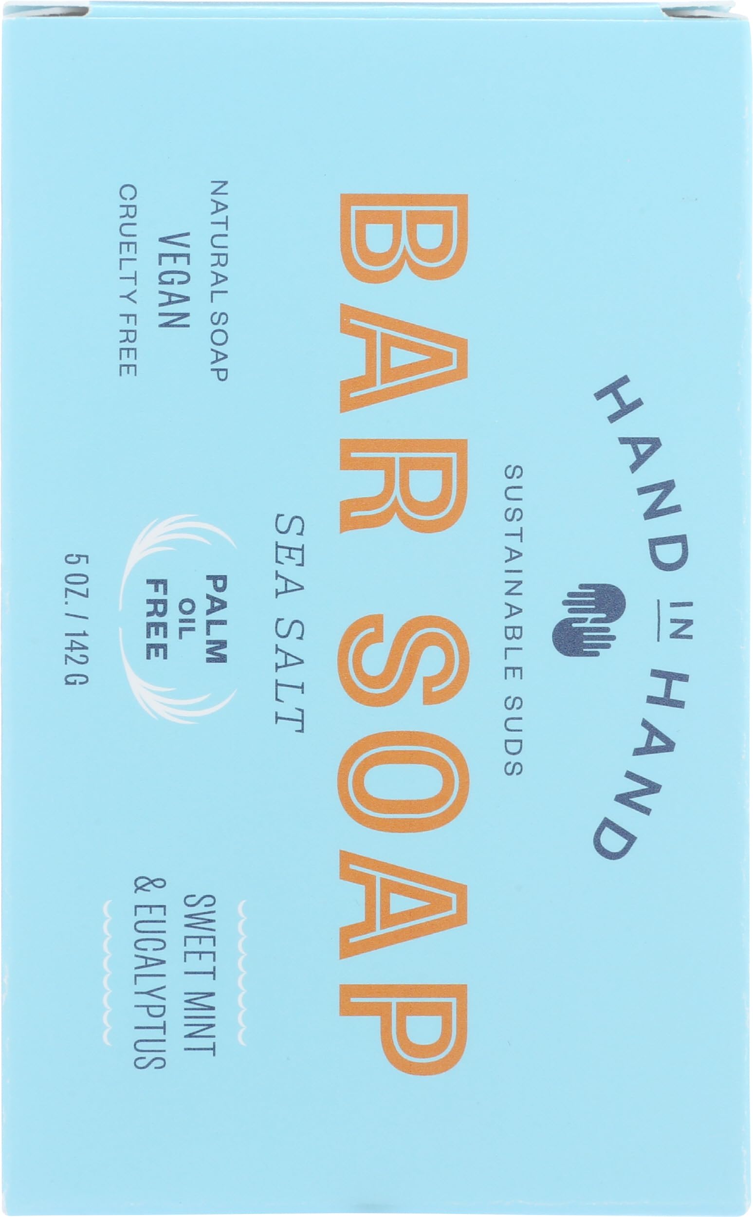 Hand in Hand Sweet Mint & Eucalyptus Sea Salt Bar Soap, 5 oz — Vegan, Palm Oil Free