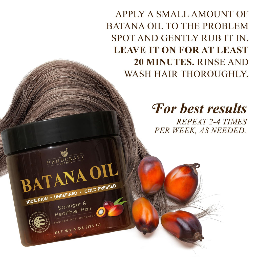 Handcraft Blends Raw Batana Oil — 4 oz, 100% Pure & Unrefined for Hair Hydration