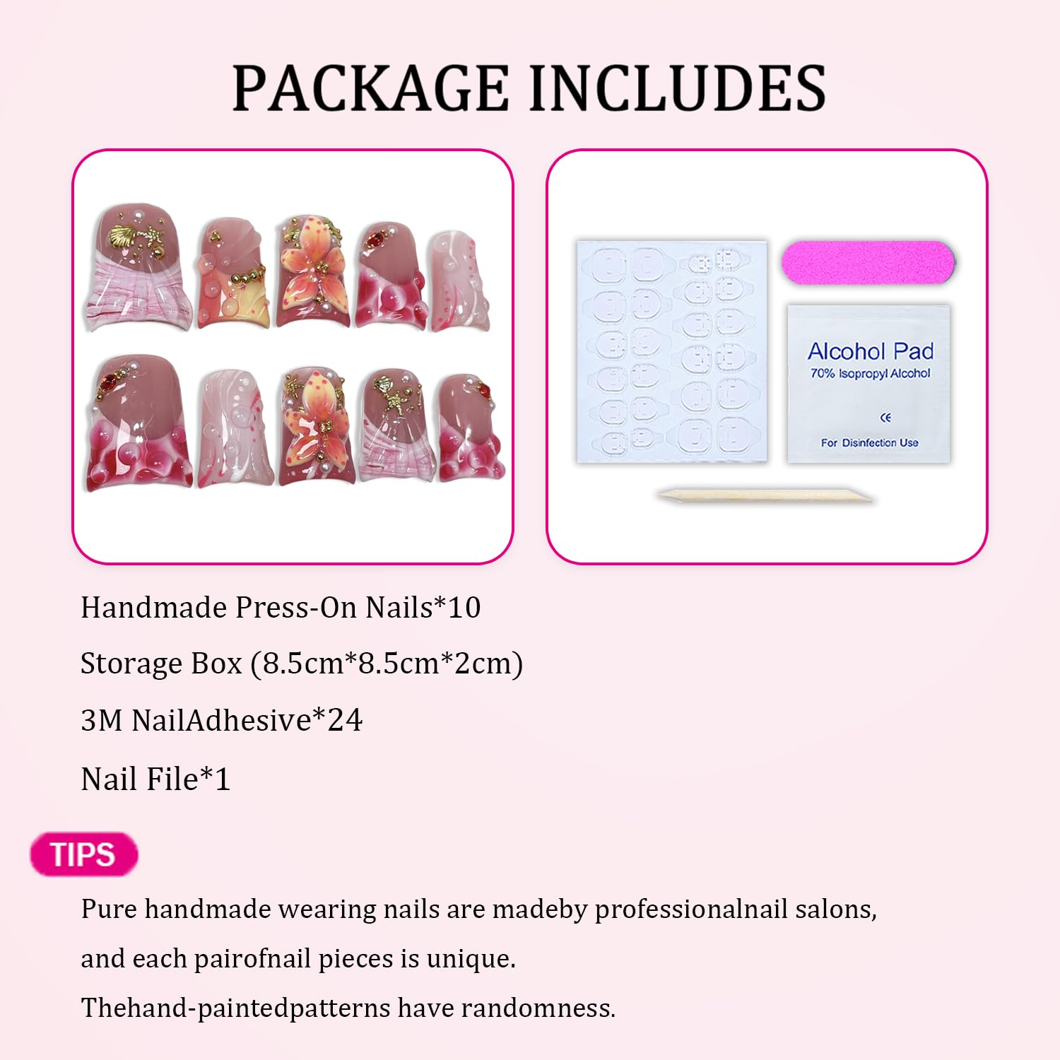Handemade Thick Multi-Layer Gel Nail Press-On Nails – Short Duck Design with Water Droplets & Flower Gradient (10pcs)