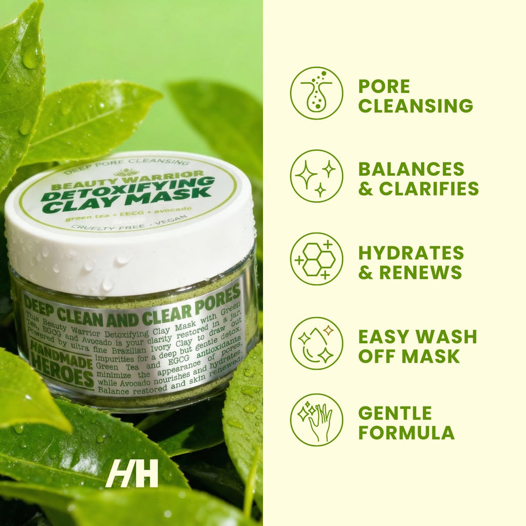 Handmade Heroes Green Tea EGCG Clay Mask – Pore Refining & Oil Control