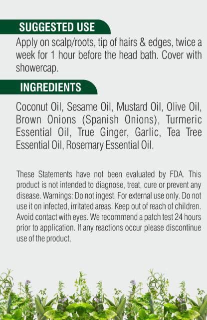 Handmade Onion Hair Oil – 4 oz | Regrowth & Fall Control | Ginger, Garlic & Turmeric | Ayurvedic Therapy