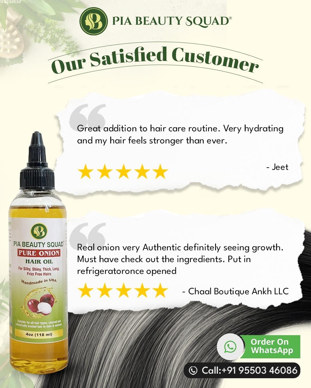 Handmade Onion Hair Oil – 4 oz | Regrowth & Fall Control | Ginger, Garlic & Turmeric | Ayurvedic Therapy