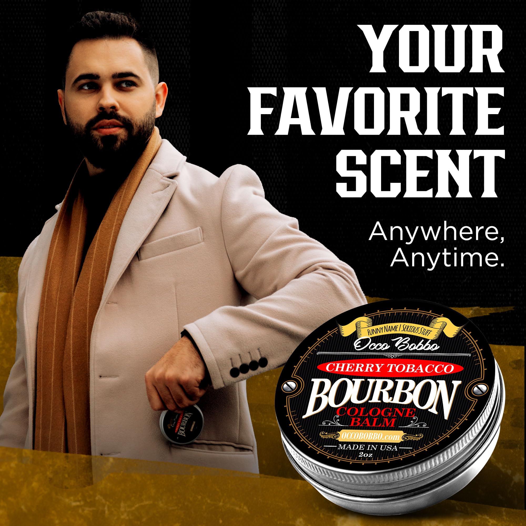 Handy Hound Occo Bobbo Cherry Tobacco Bourbon Solid Cologne for Men – Travel-Ready 2 oz Made in USA