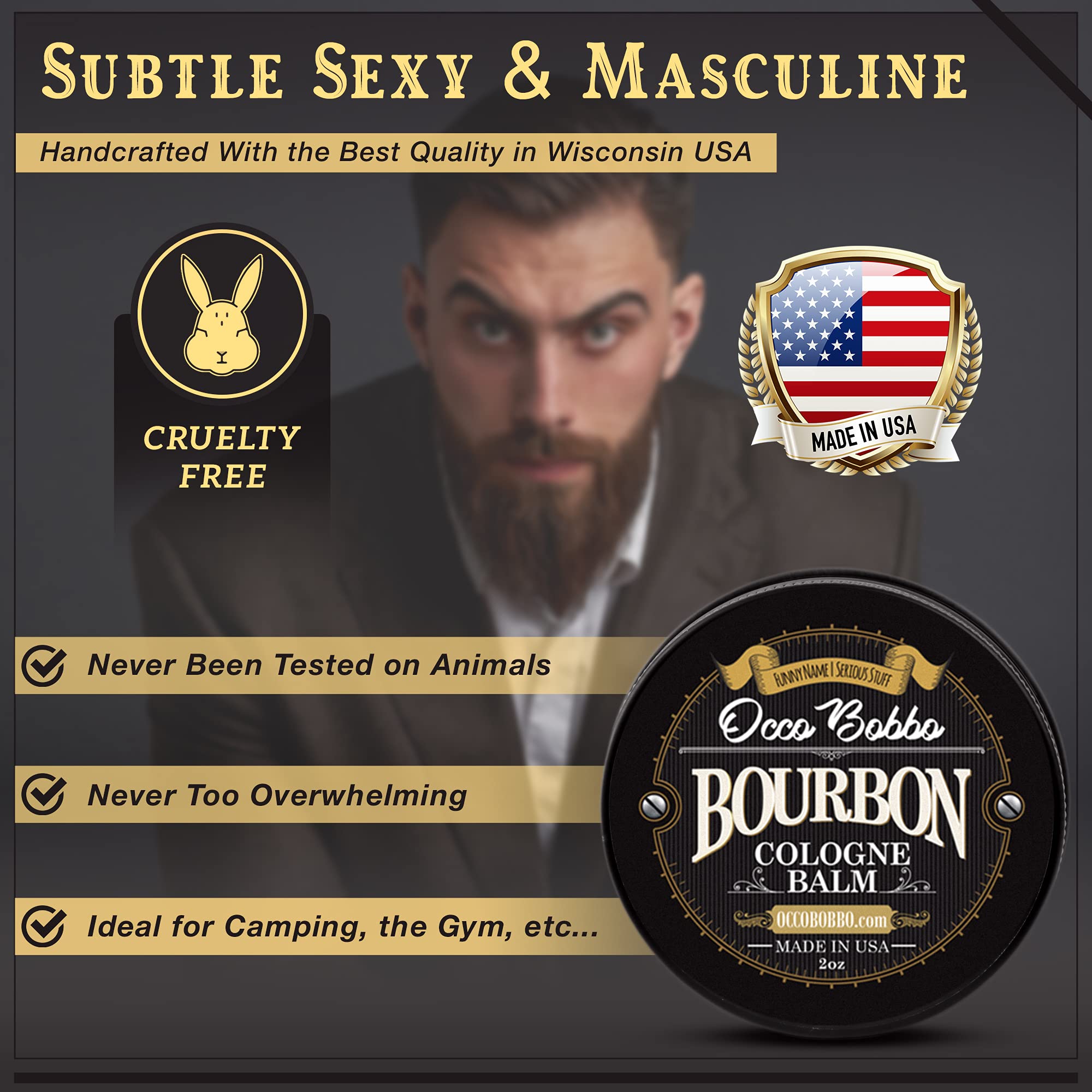 Handy Hound Occo Bobbo Solid Cologne – Bourbon & Sandalwood, 2 oz for Men