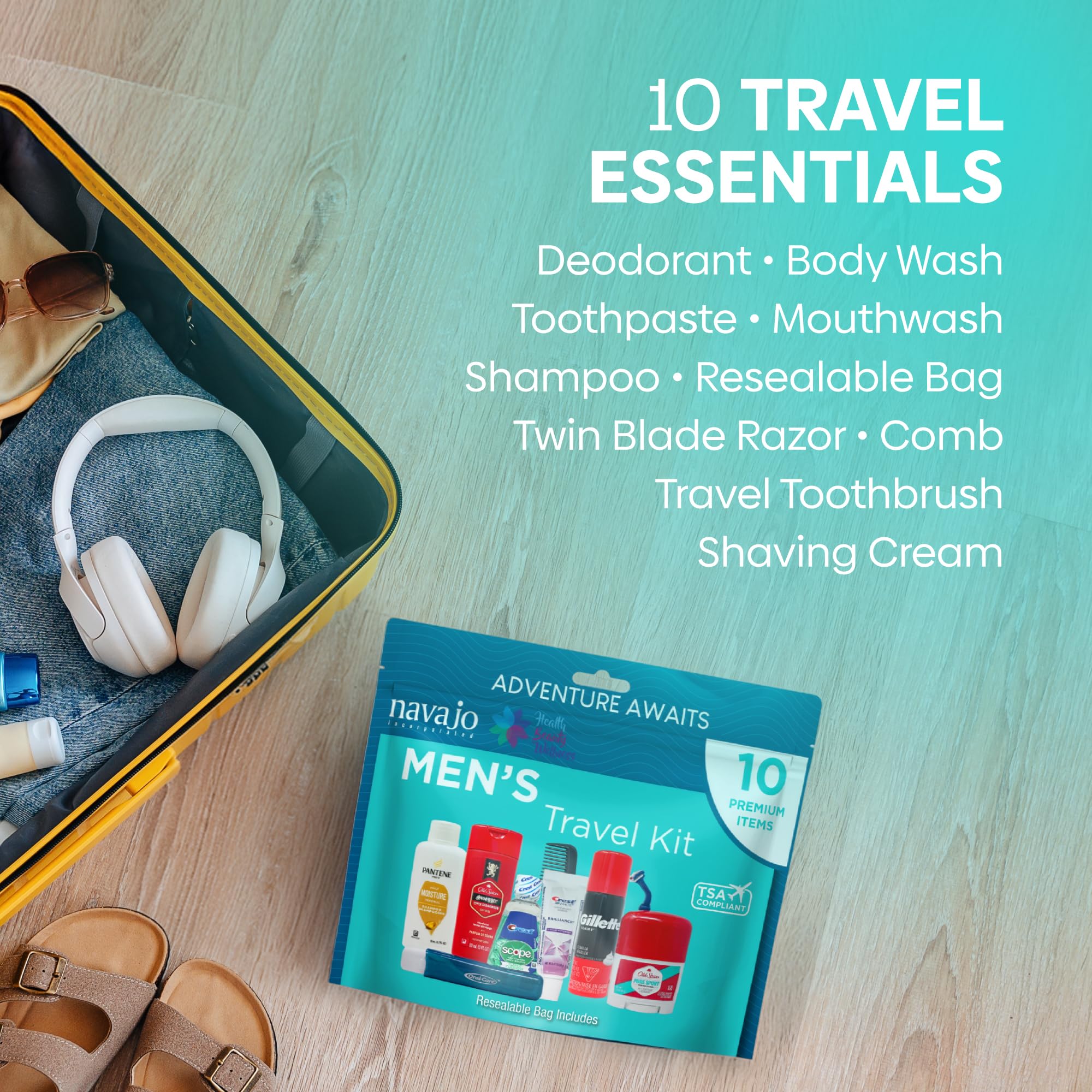Handy Solutions 10-Piece Resealable Men's Travel Kit – TSA-Approved Grooming Set