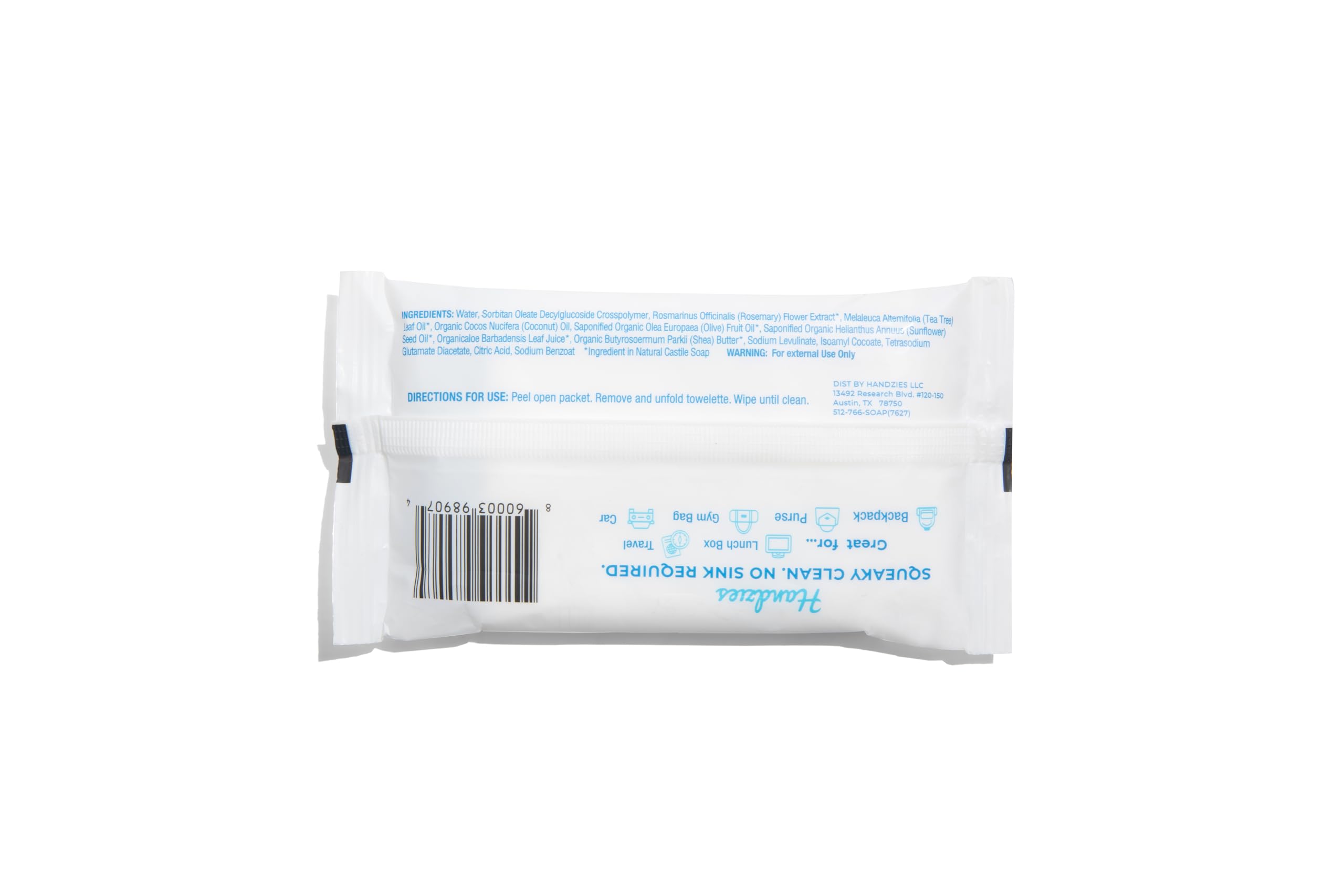 Handzies Free&Clear Natural Towelettes – 12ct Travel Pack (6-Pack, 72 Towelettes)