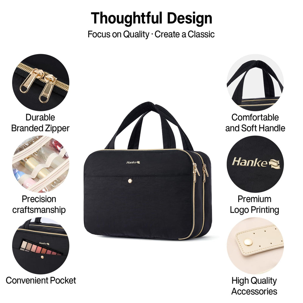 Hanke Hanging Travel Toiletry Bag for Women – Jewelry Organizer, 9.8L, Water-Resistant