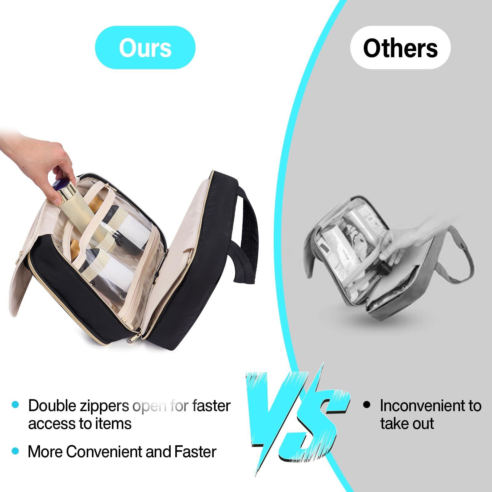 Hanke Hanging Travel Toiletry Bag for Women – Jewelry Organizer, 9.8L, Water-Resistant