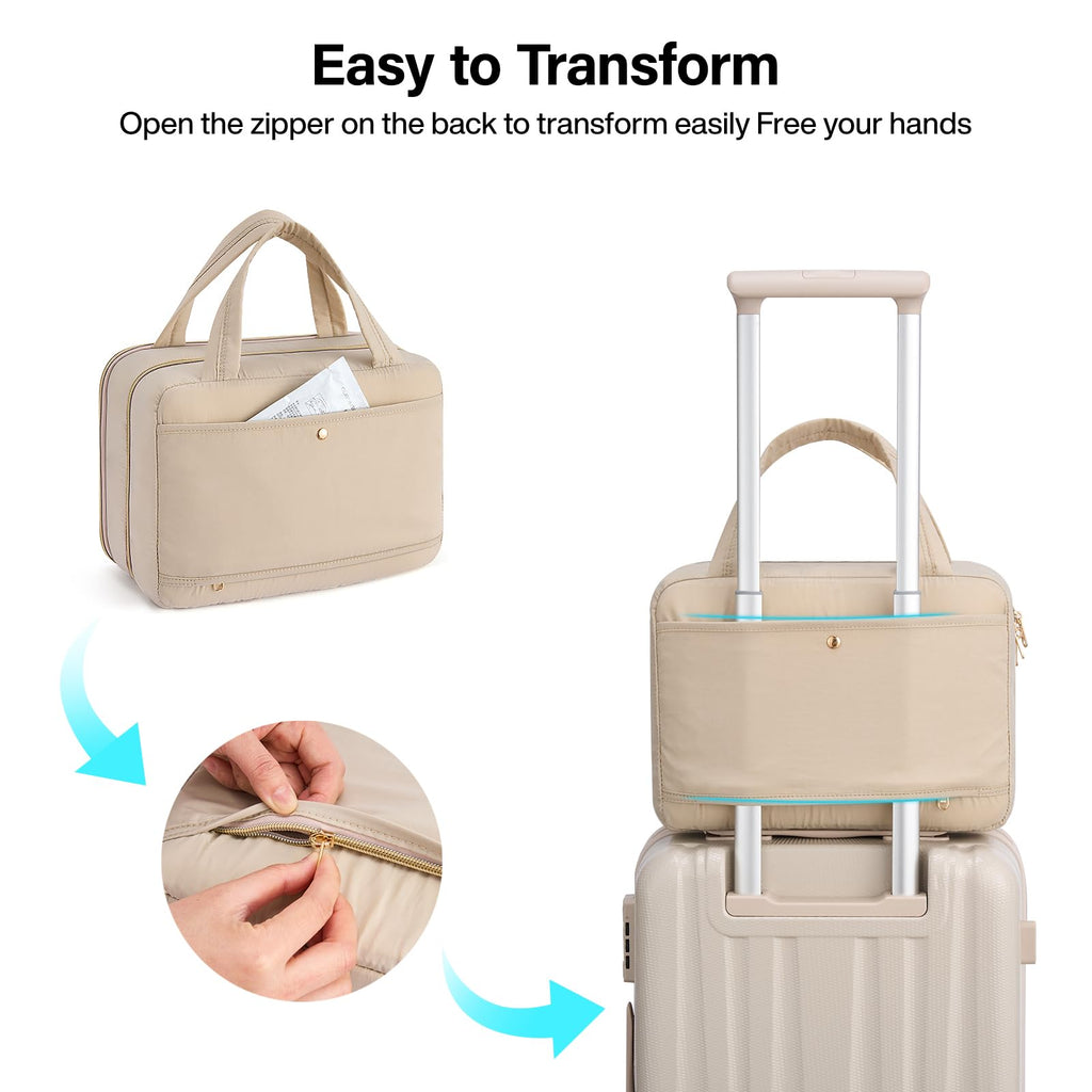 Hanke Hanging Travel Toiletry Bag (Apricot) with Jewelry Organizer – Water-Resistant