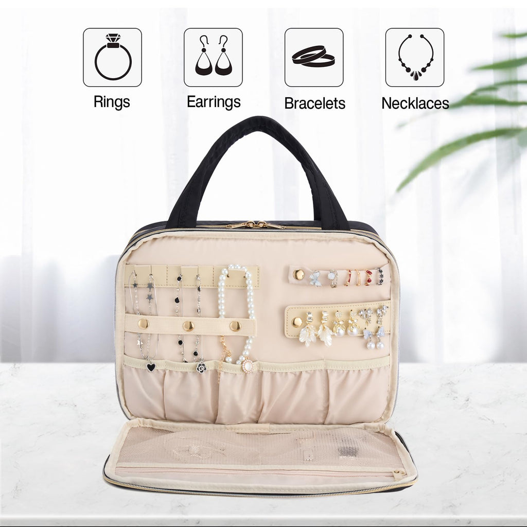 Hanke Hanging Travel Toiletry Bag for Women – Jewelry Organizer, 9.8L, Water-Resistant