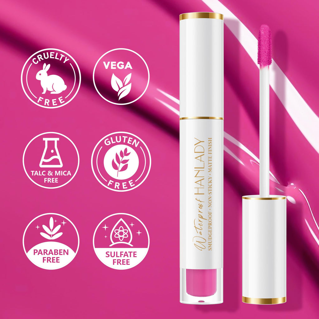 HANLADY Hot Pink Lipstick A40 Miss You – Long-Lasting, Smudgeproof, Vegan