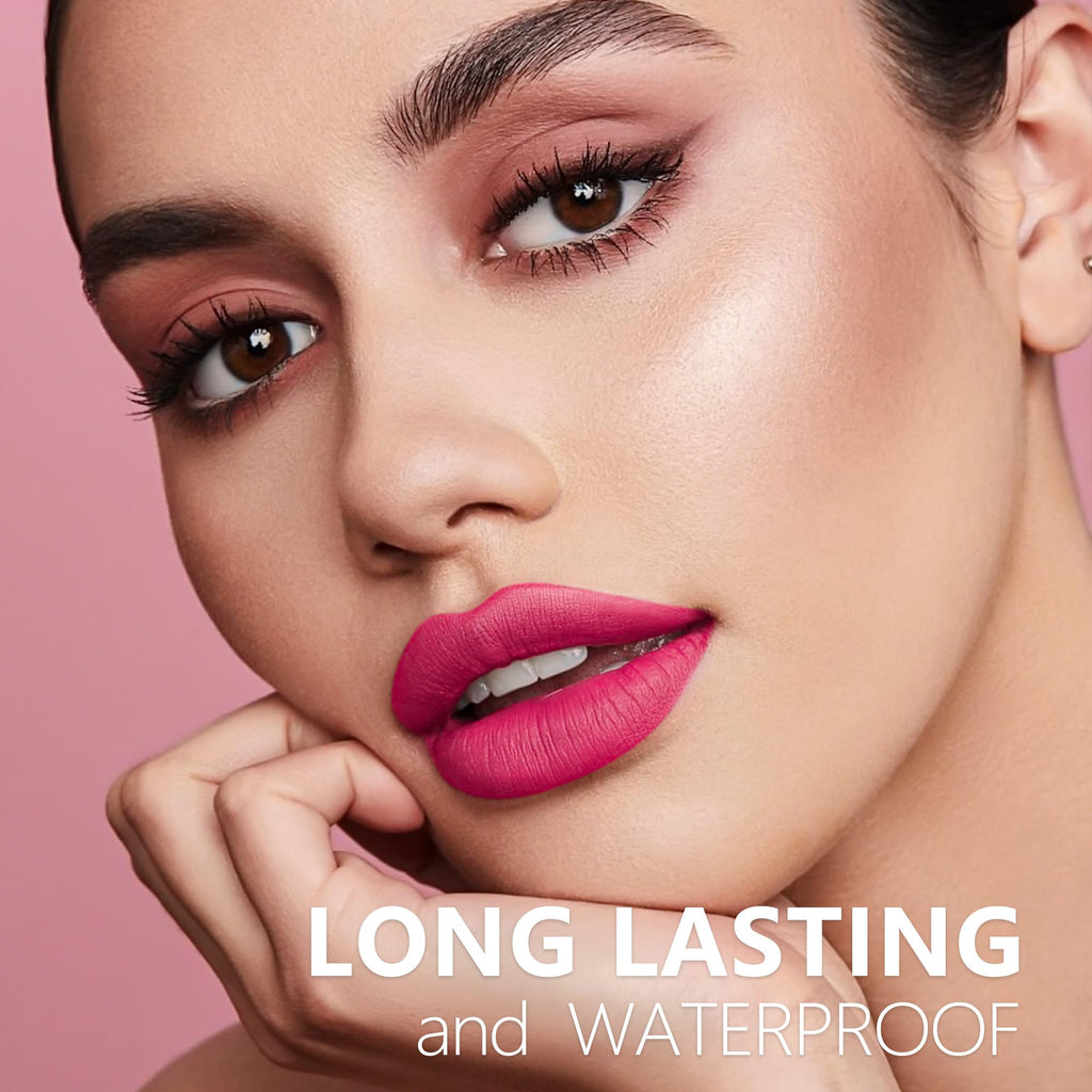 HANLADY Dark Red Pink Berry Lipstick 3pc – Long-Lasting Matte Lip Color, Vegan & Cruelty-Free (A66/44/48)