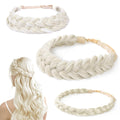 Hann 3 Pieces 5-Strand Synthetic Braided Headband – Wide Chunky Plaits Elastic Hair Piece
