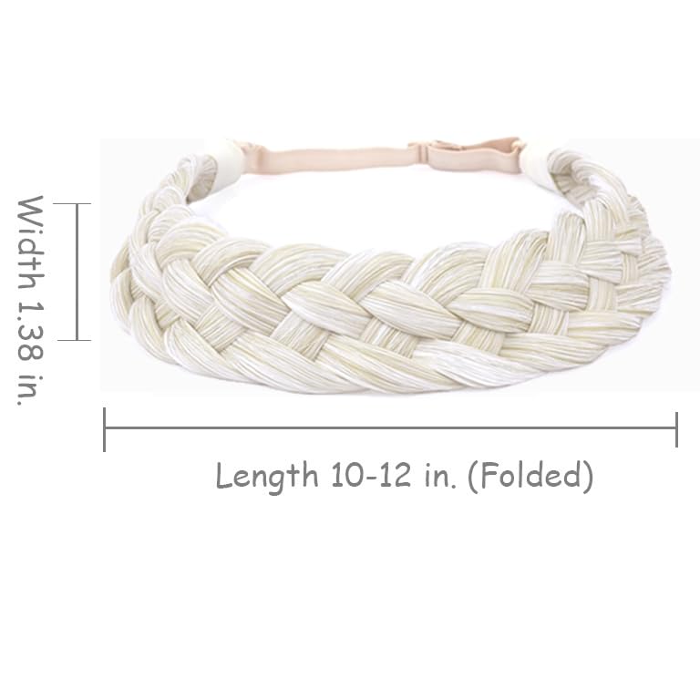 Hann 3 Pieces 5-Strand Synthetic Braided Headband – Wide Chunky Plaits Elastic Hair Piece