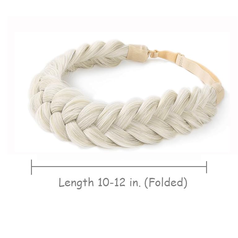 Hann 3 Pieces 5-Strand Synthetic Braided Headband – Wide Chunky Plaits Elastic Hair Piece