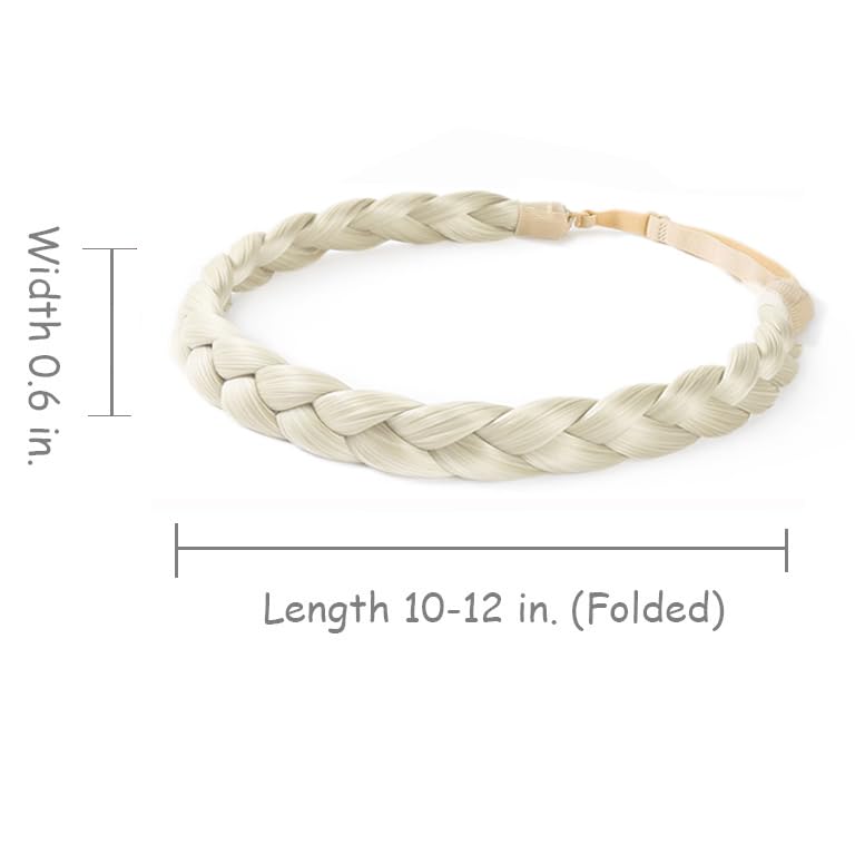 Hann 3 Pieces 5-Strand Synthetic Braided Headband – Wide Chunky Plaits Elastic Hair Piece