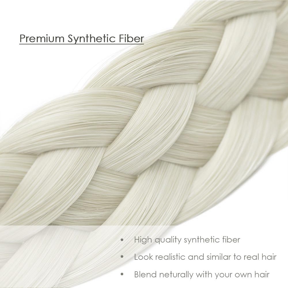 Hann 3 Pieces 5-Strand Synthetic Braided Headband – Wide Chunky Plaits Elastic Hair Piece