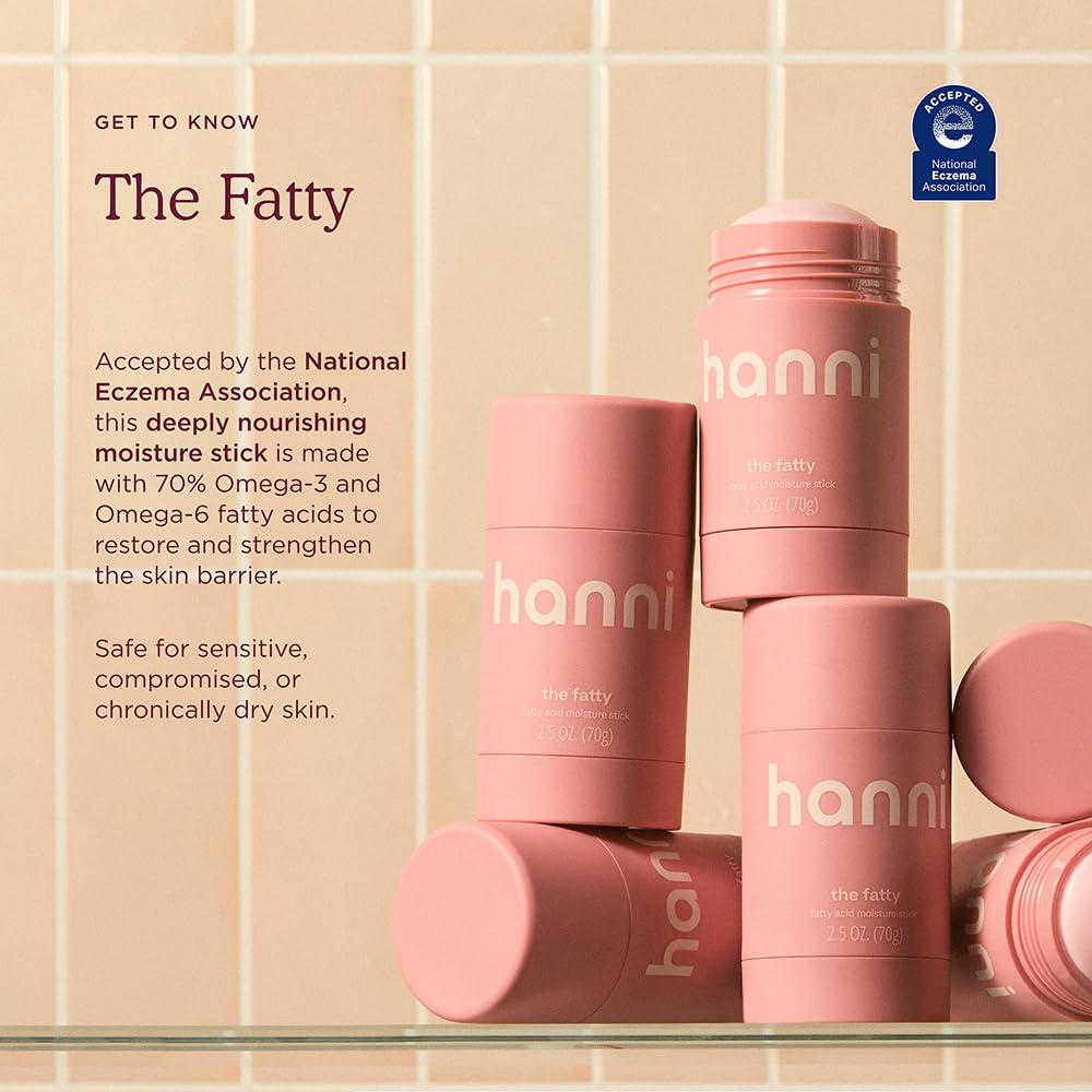 HANNI Fatty Body Moisturizer Stick with Fatty Acids – Fragrance-Free, Travel Size, 2.5 oz (Pack of 2)