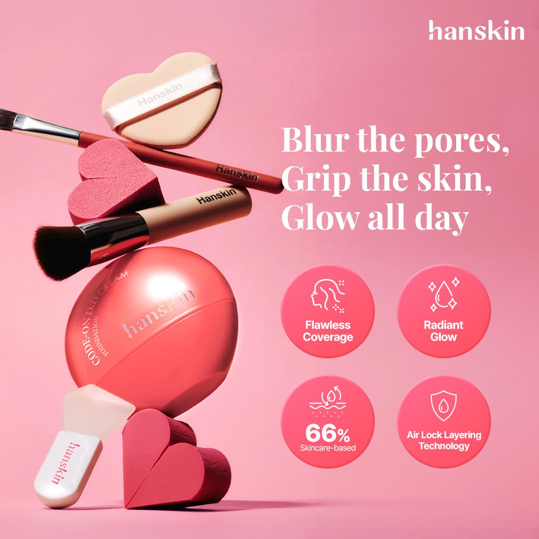 Hanskin DD Cream Foundation – Lightweight Korean BB Cream | Pore-Blurring, Semi-Matte Base (1.18 oz, 32NW Deep Beige)