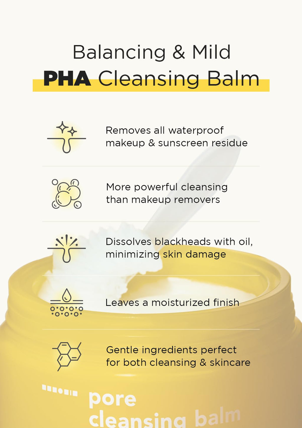 Hanskin PHA Pore Cleansing Balm – Gentle Solid-to-Oil Cleanser for Sensitive Skin (2.82 oz)