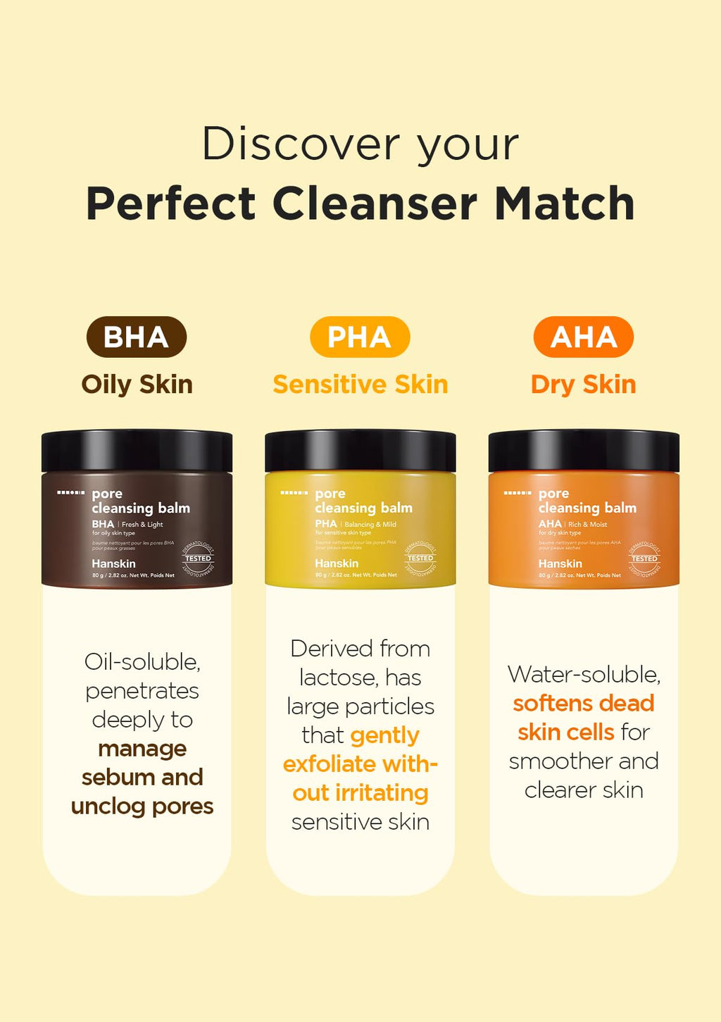 Hanskin PHA Pore Cleansing Balm – Gentle Solid-to-Oil Cleanser for Sensitive Skin (2.82 oz)