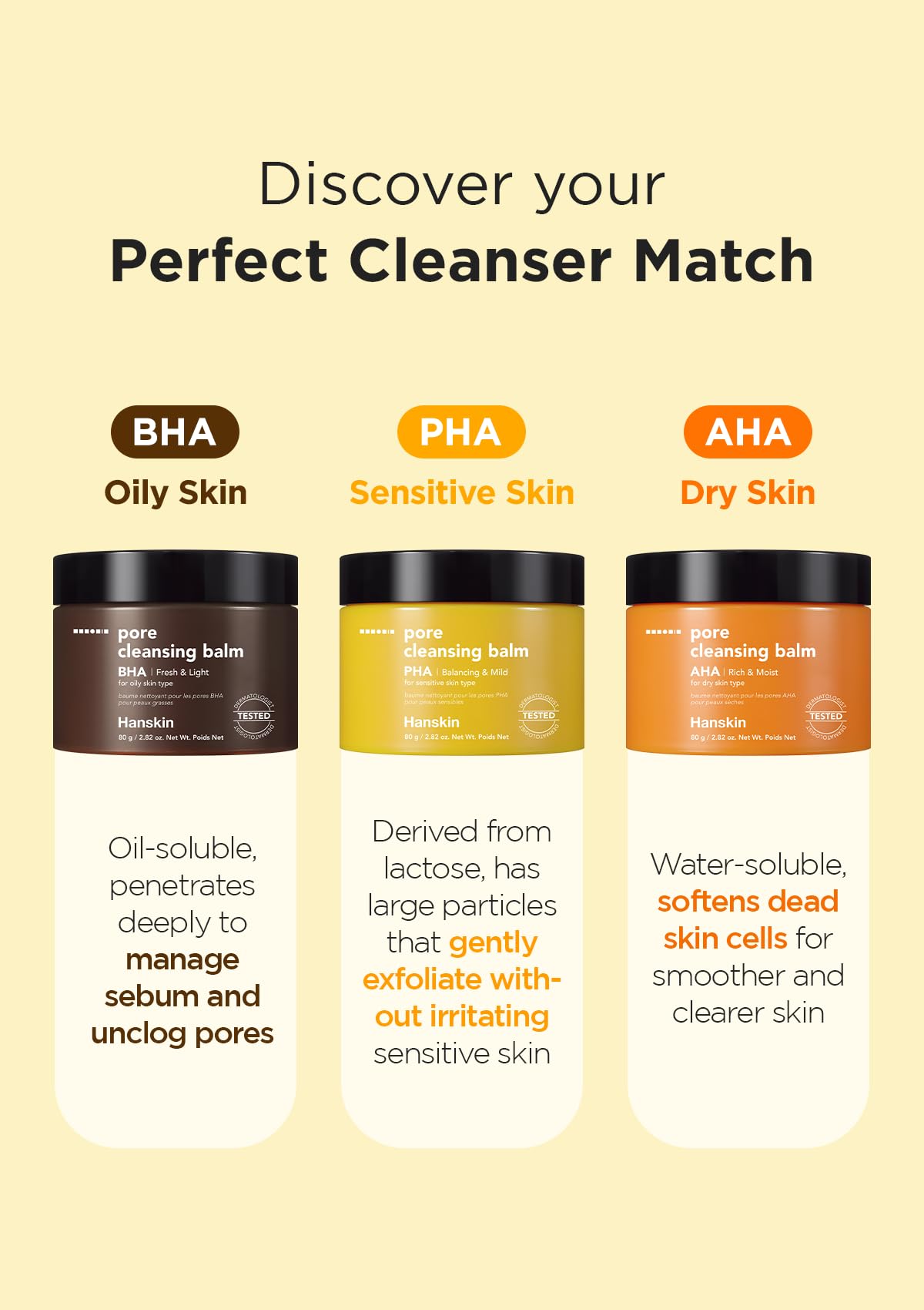 Hanskin PHA Pore Cleansing Balm – Gentle Solid-to-Oil Cleanser for Sensitive Skin (2.82 oz)