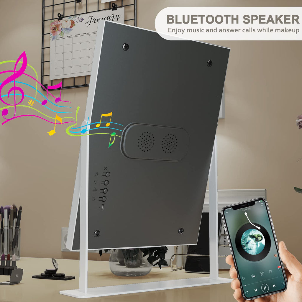 Hansong Vanity Mirror with Lights, Wireless Charging & Bluetooth Speaker | 12 LED Hollywood Makeup Mirror