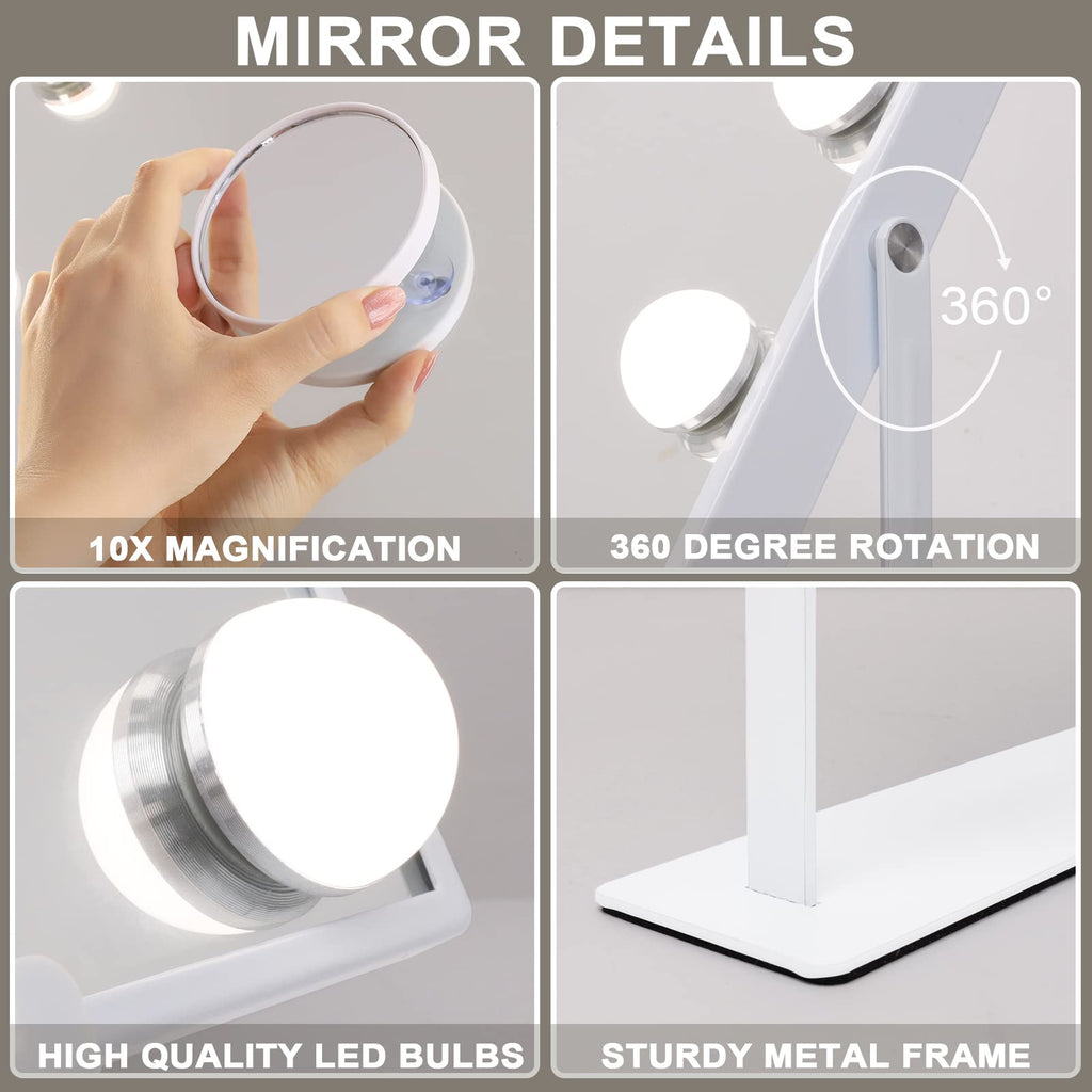 Hansong Vanity Mirror with Lights, Wireless Charging & Bluetooth Speaker | 12 LED Hollywood Makeup Mirror