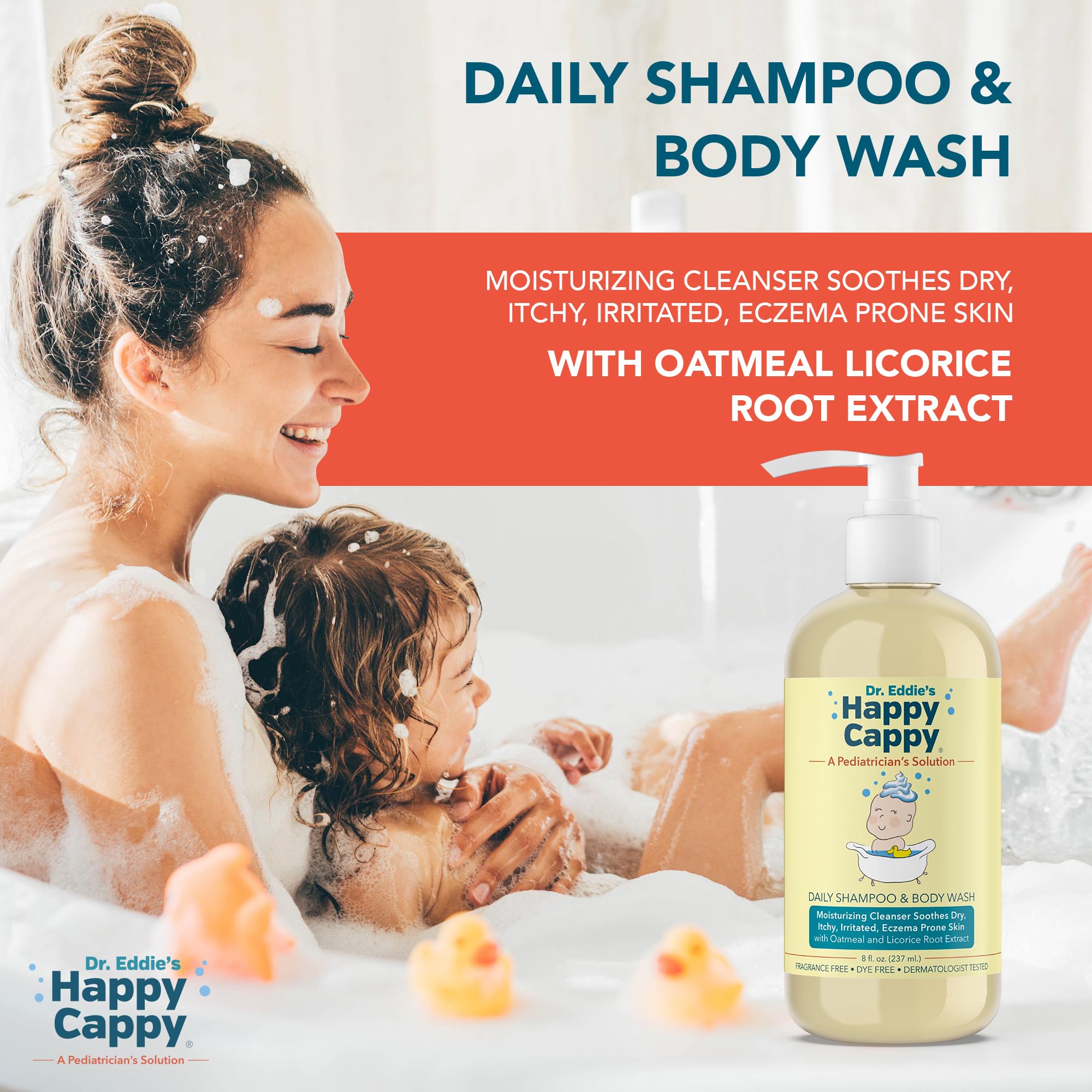 Happy Cappy Daily Medicated Shampoo & Body Wash – Fragrance-Free for Cradle Cap & Seborrheic Dermatitis